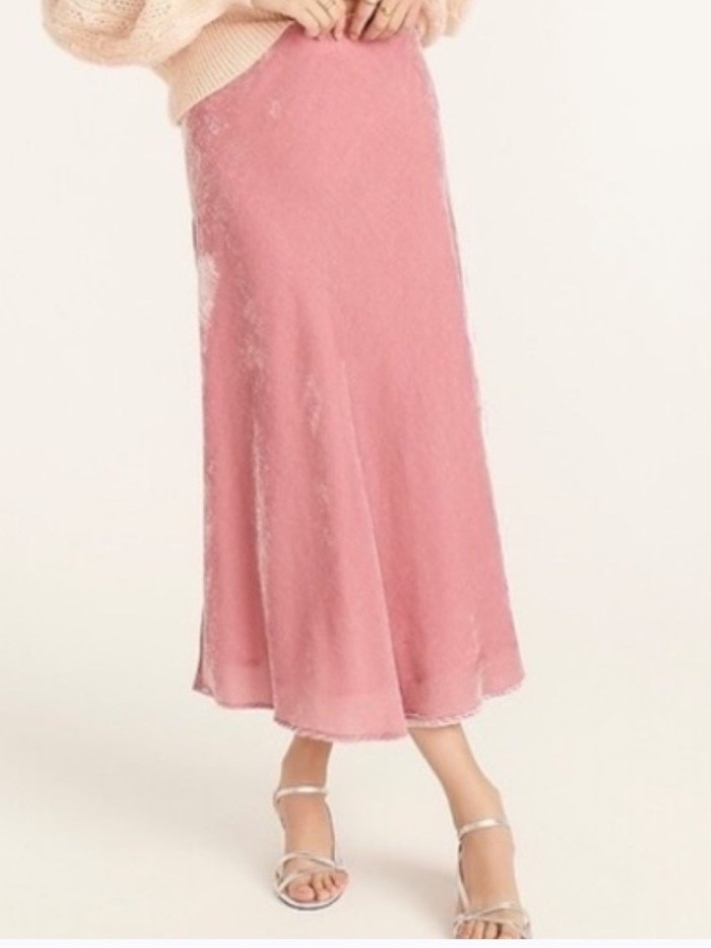 JCrew pink velvet skirt